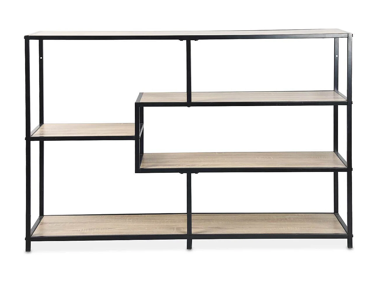 Libreria industriale in metallo ed effetto legno, 5 livelli, marrone