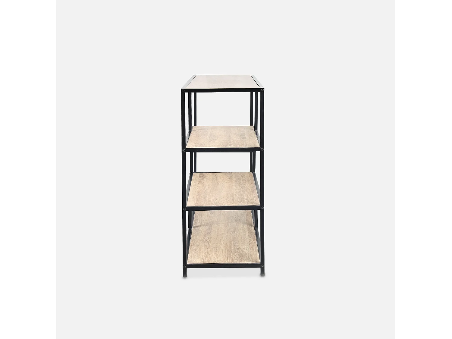 Etagère en métal noir et décor bois - Loft - bibliothèque 5 niveaux. L 114 x l 33 x H 78cm