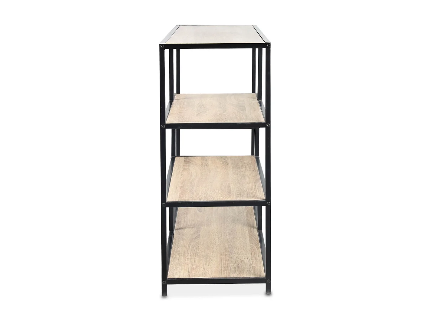 Etagère en métal noir et décor bois - Loft - bibliothèque 5 niveaux. L 114 x l 33 x H 78cm
