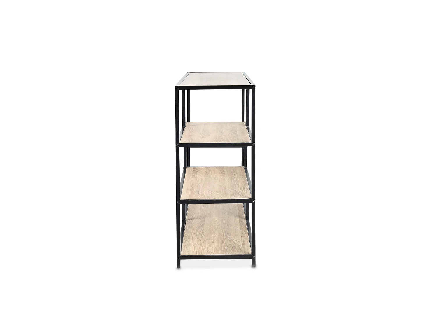 Etagère en métal noir et décor bois - Loft - bibliothèque 5 niveaux. L 114 x l 33 x H 78cm