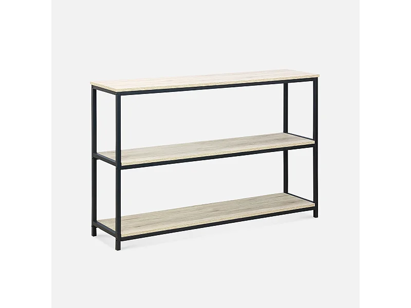 Libreria industriale in metallo e effetto legno, 3 livelli, 120cm,