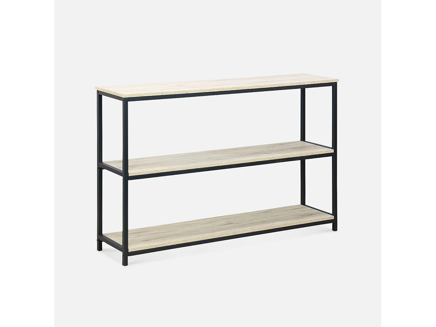 Libreria industriale in metallo e effetto legno, 3 livelli, 120cm,
