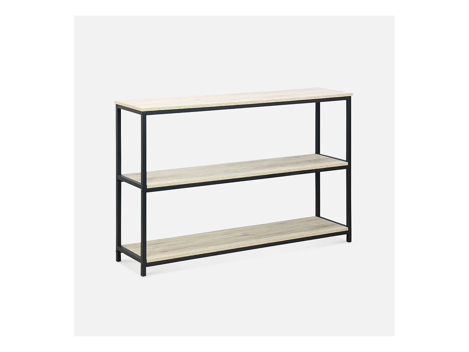 Étagère en métal noir et décor bois - Loft - bibliothèque 3 niveaux. 120x30x80cm