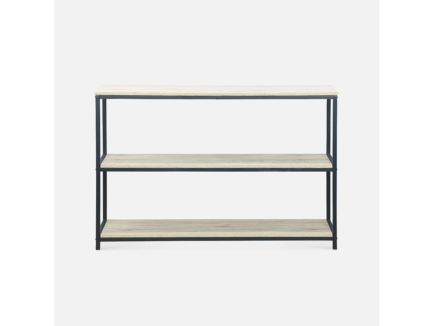 Étagère en métal noir et décor bois - Loft - bibliothèque 3 niveaux. 120x30x80cm