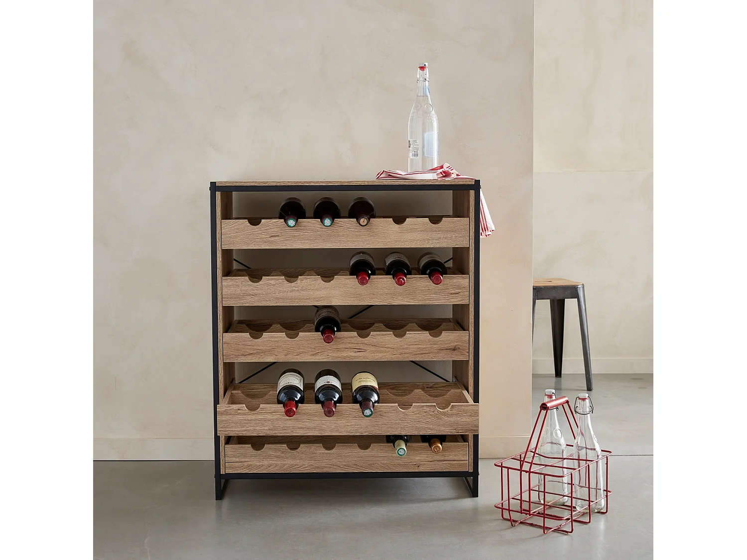 Etagères range bouteilles. Loft. 5 tiroirs. 5 étagères L 75 CM x l 40 CM x H 90 CM