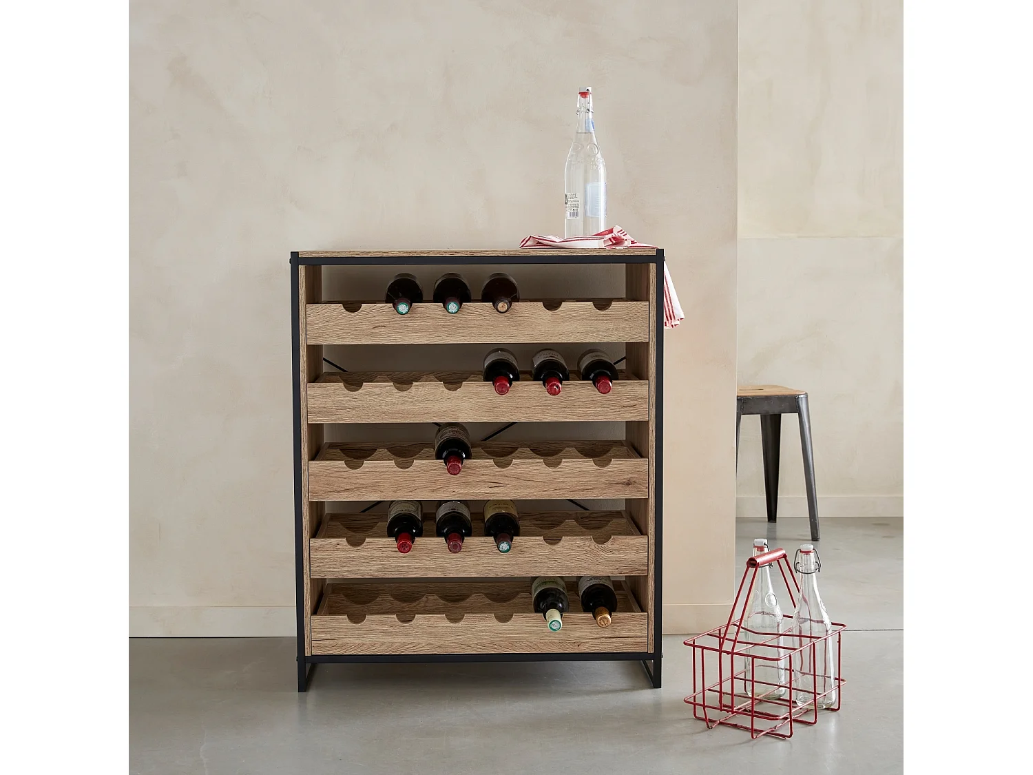 Etagères range bouteilles. Loft. 5 tiroirs. 5 étagères L 75 CM x l 40 CM x H 90 CM