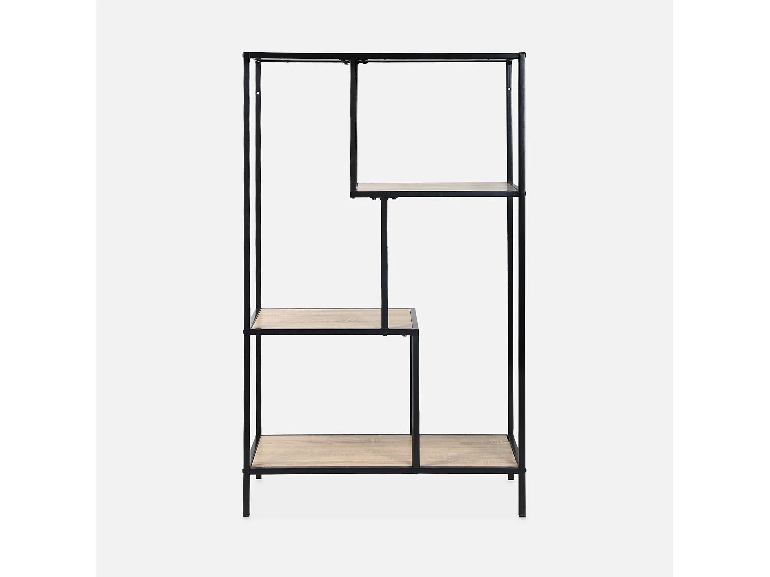Etagère en métal noir et décor bois - Loft - bibliothèque 4 niveaux. L 69 x l 33 x H 113.5cm