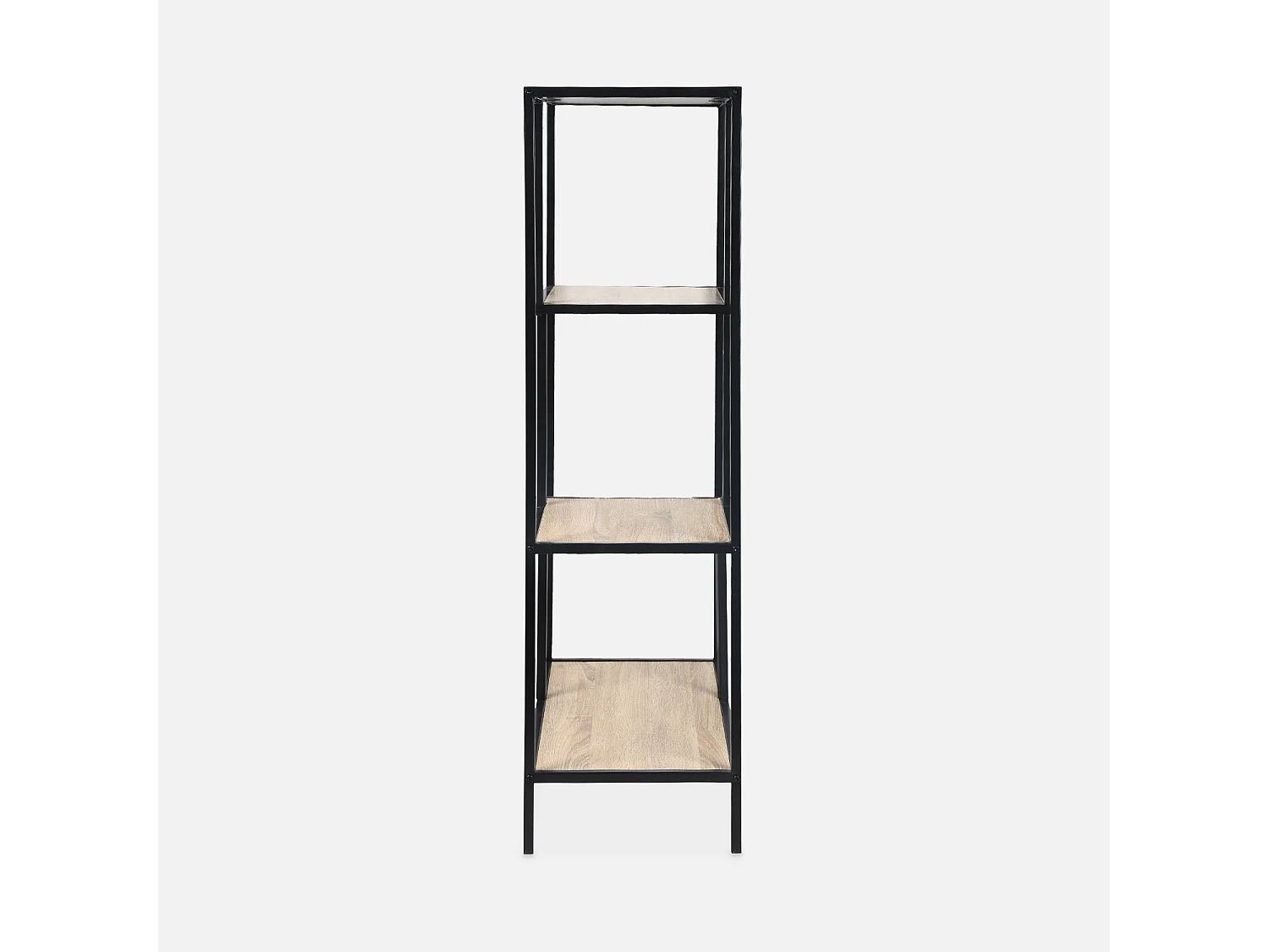 Etagère en métal noir et décor bois - Loft - bibliothèque 4 niveaux. L 69 x l 33 x H 113.5cm