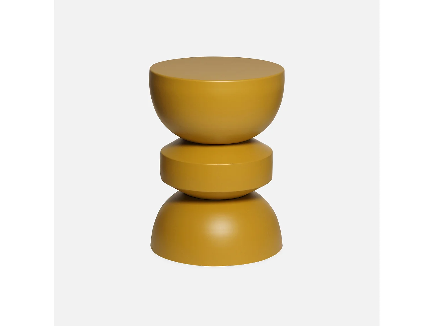 Tavolino, lato divano, comodino metallo, mostarda