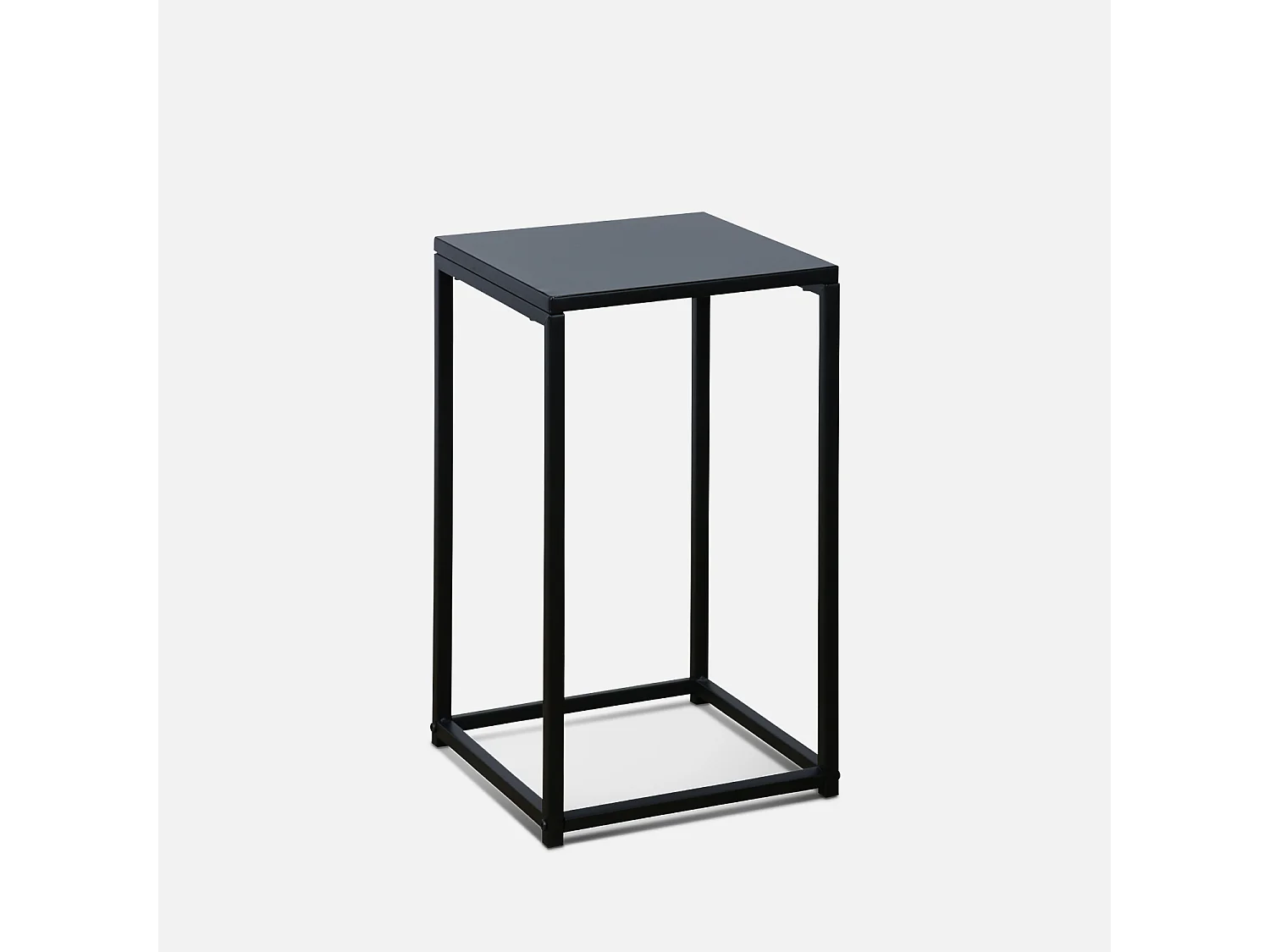 Lot de 2 tables d'appoint gigognes noires - Industrielle - bouts de canapé 34x34x74cm / 30x30x54cm