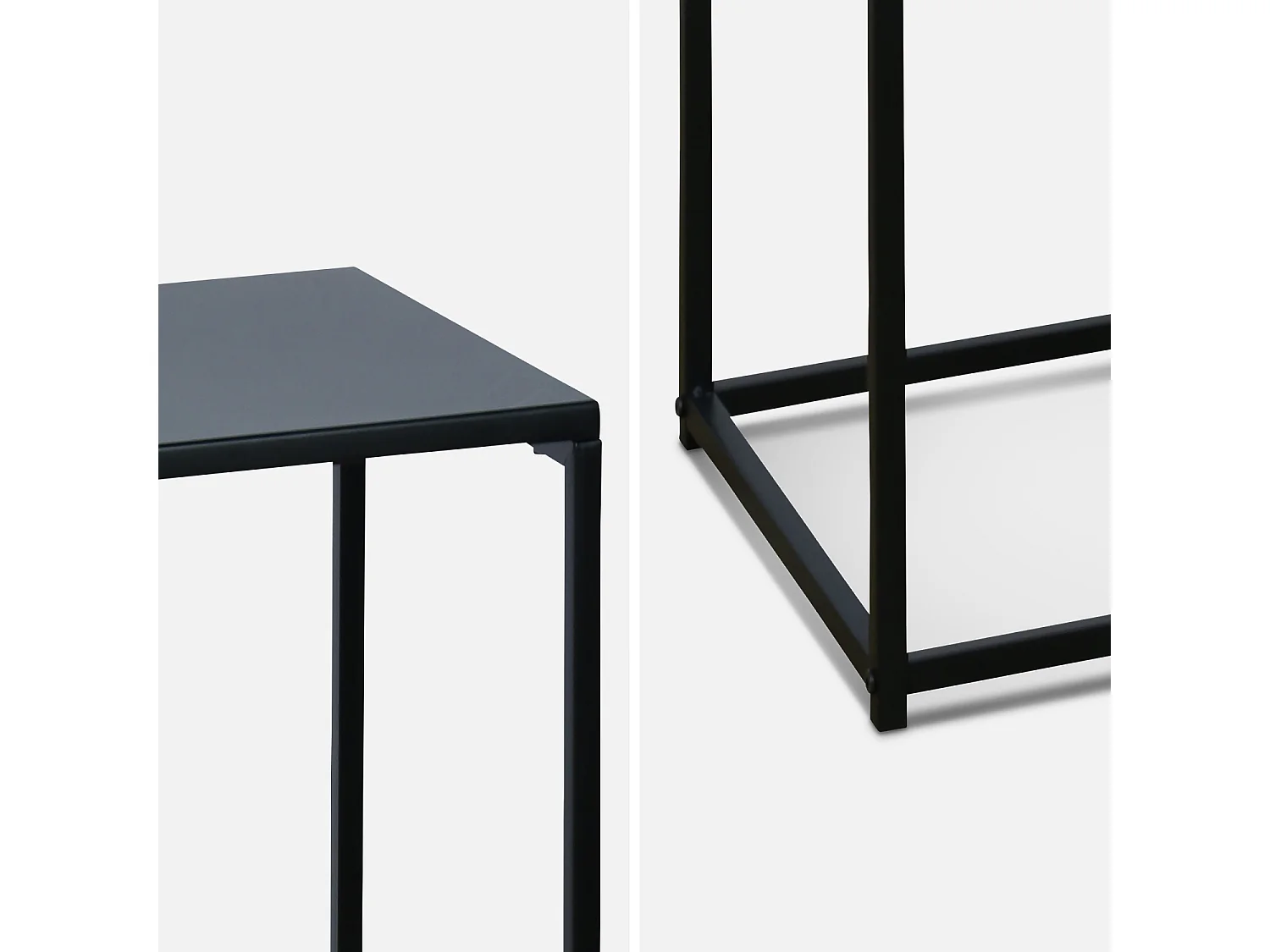 Lot de 2 tables d'appoint gigognes noires - Industrielle - bouts de canapé 34x34x74cm / 30x30x54cm