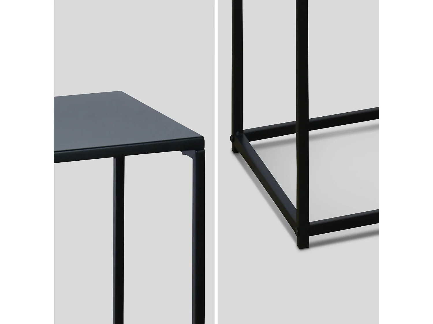 Lot de 2 tables d'appoint gigognes noires - Industrielle - bouts de canapé 34x34x74cm / 30x30x54cm