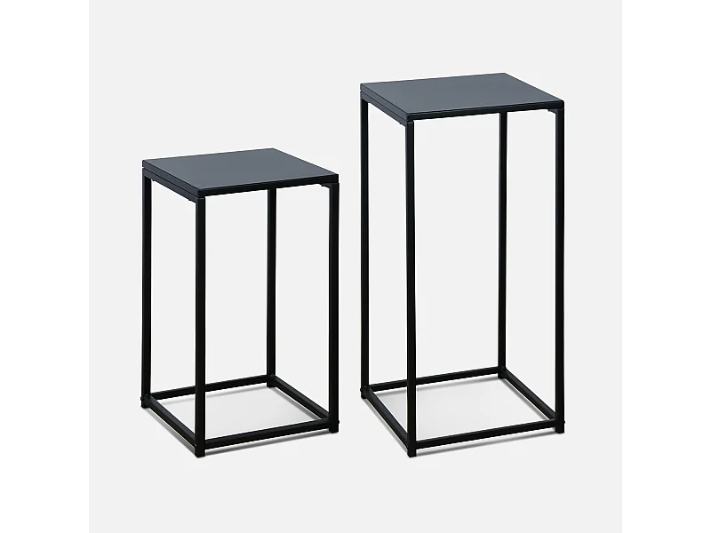 Mesa auxiliar o extremo de sofá, set de 2 negro