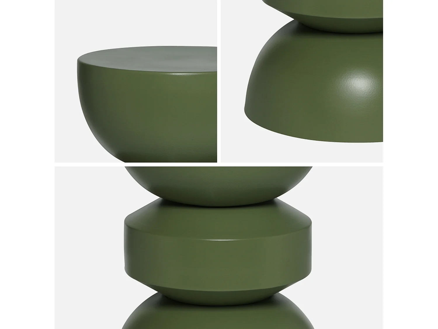 Table d'appoint. bout de canapé. table de chevet en métal. vert kaki. Assa. Ø32 x H 43.5cm