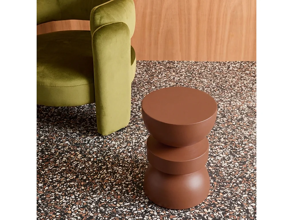 Table d'appoint. bout de canapé. table de chevet en métal. terracotta. Assa. Ø32 x H 43.5cm