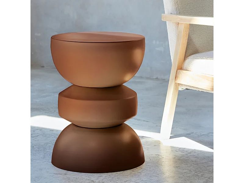 Table d'appoint. bout de canapé. table de chevet en métal. terracotta. Assa. Ø32 x H 43.5cm