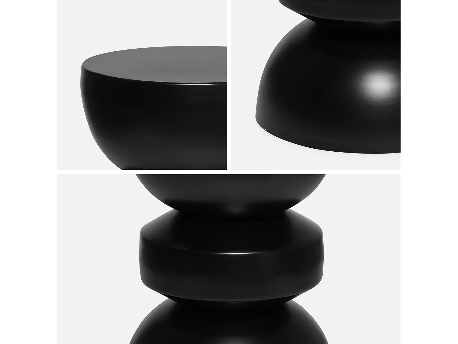 Table d'appoint. bout de canapé. table de chevet en métal. noir. Assa. Ø32 x H 43.5cm