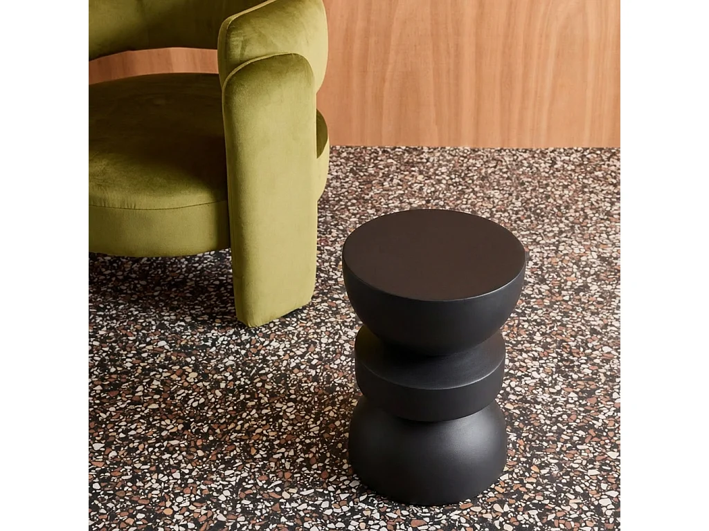 Table d'appoint. bout de canapé. table de chevet en métal. noir. Assa. Ø32 x H 43.5cm