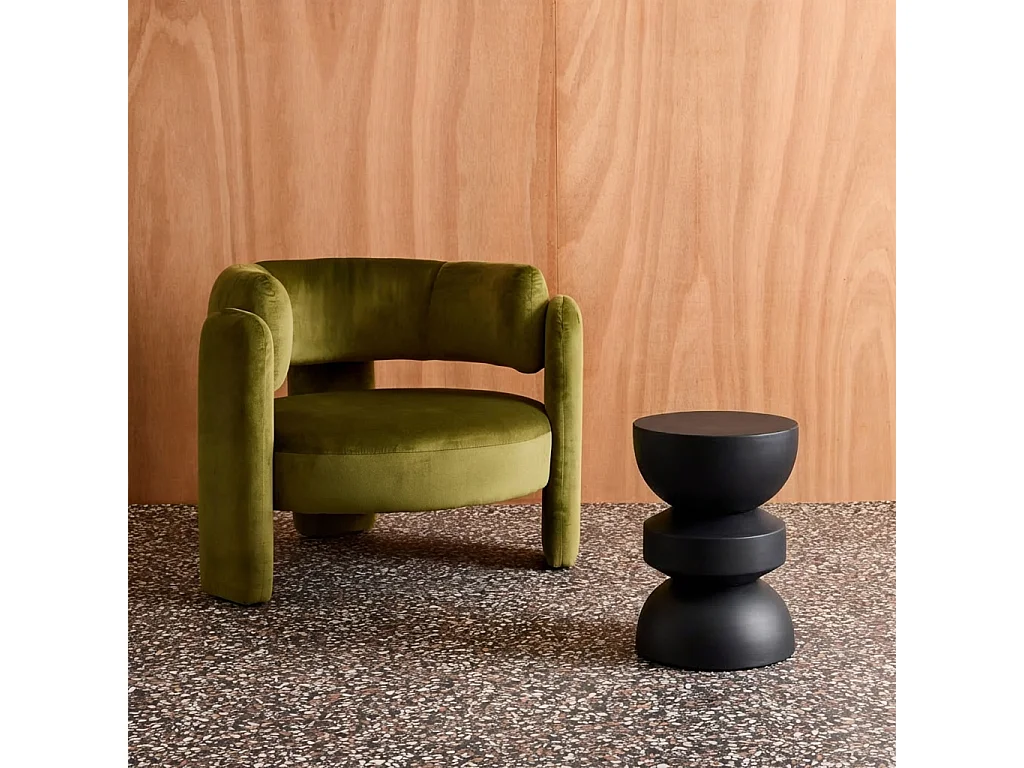 Table d'appoint. bout de canapé. table de chevet en métal. noir. Assa. Ø32 x H 43.5cm