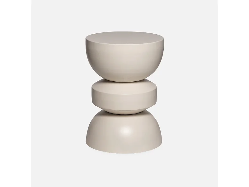 Tavolino, lato divano, comodino metallo, crema