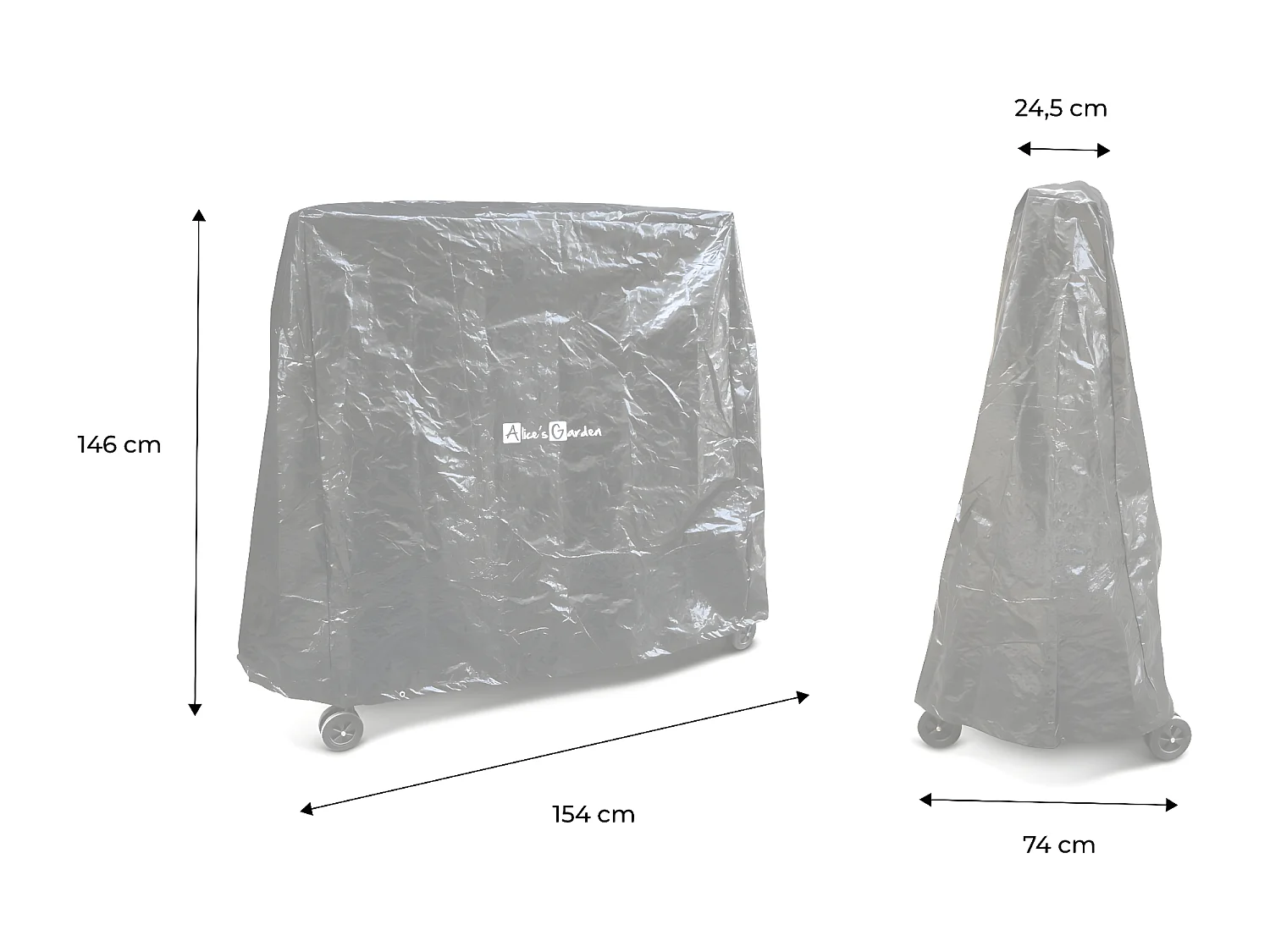 Copertura per tavolo da ping pong, 154cm, nero