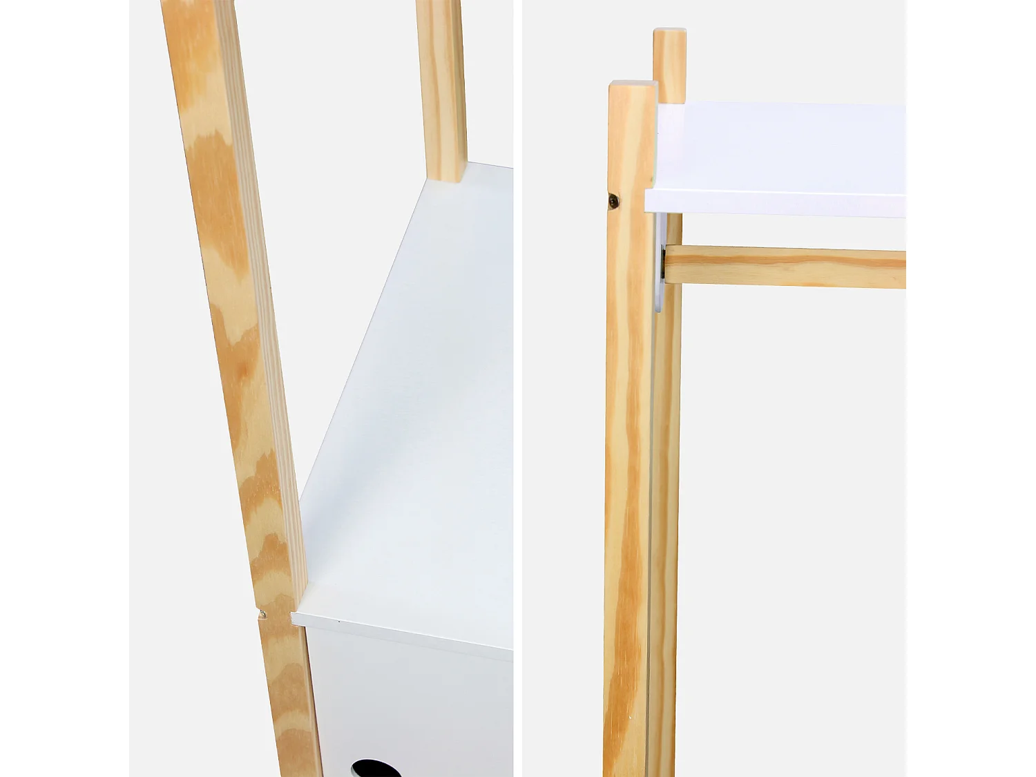 Appendiabiti per bambini in legno con ante scorrevoli, bianco