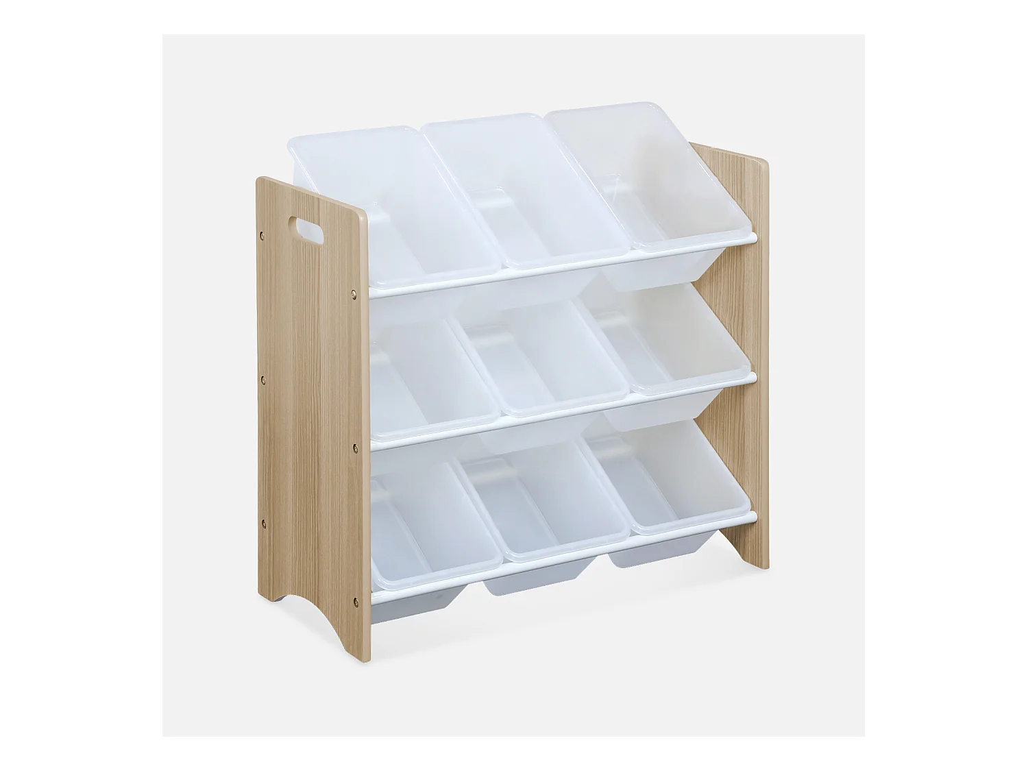 Meuble de rangement pour enfant avec 9 casiers - Tobias - MDF décor bois naturel. 64x29.5x60cm