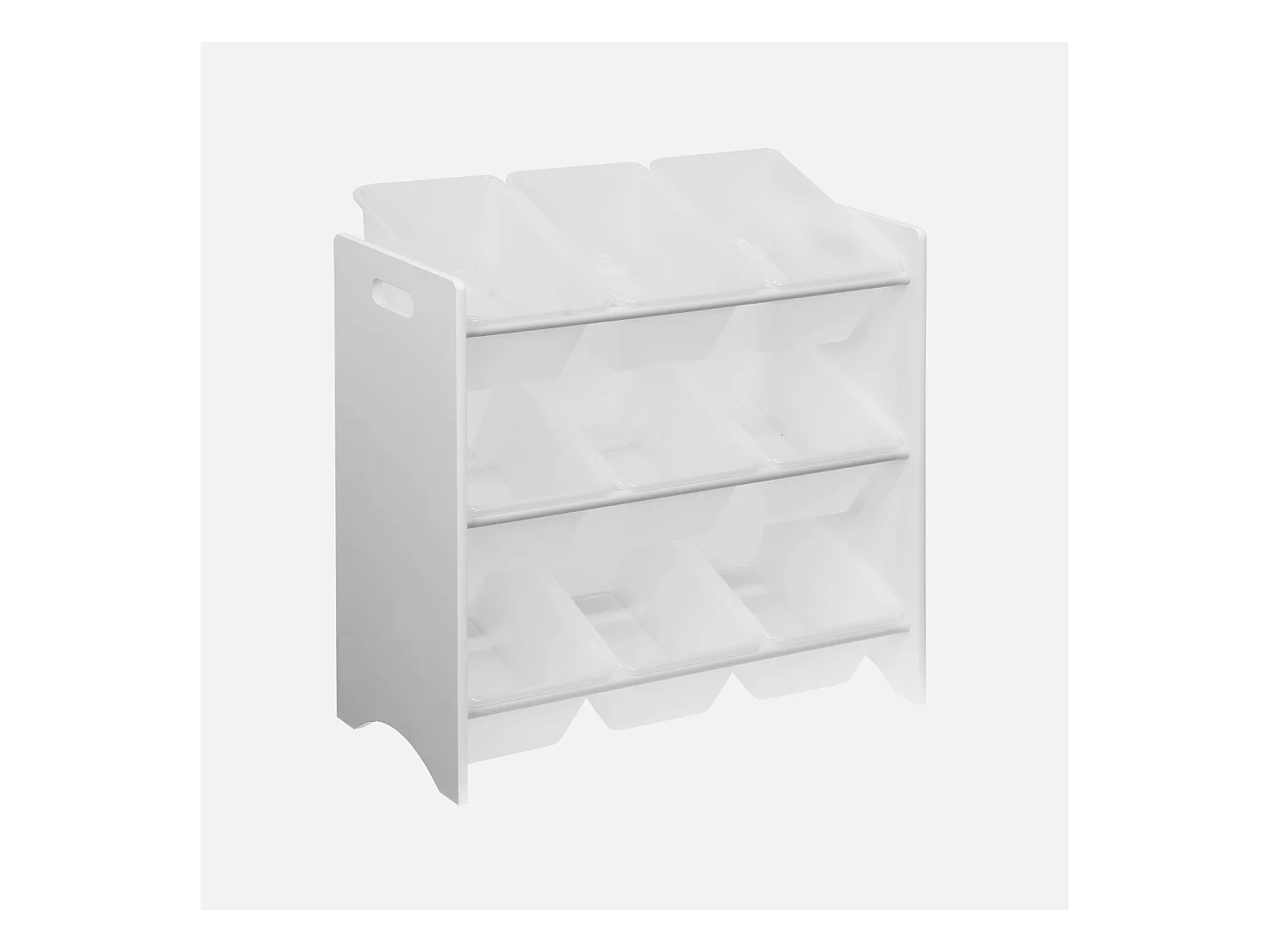 Meuble de rangement pour enfant avec 9 casiers. blanc - Tobias - MDF décor bois naturel. 64x29.5x60cm