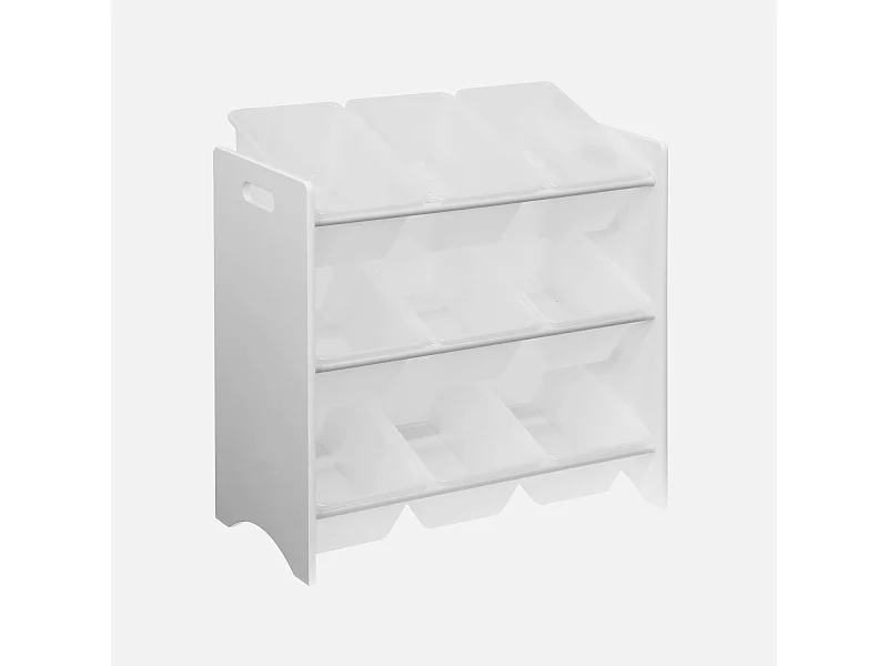 Meuble de rangement pour enfant avec 9 casiers. blanc - Tobias - MDF décor bois naturel. 64x29.5x60cm