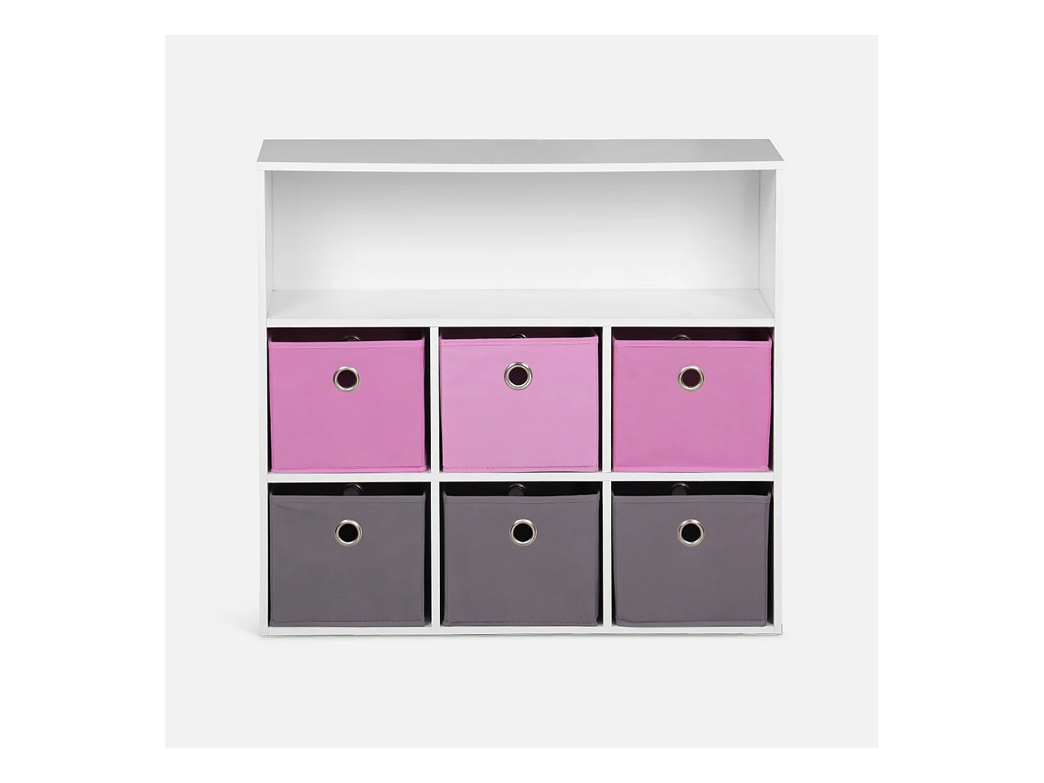 Mueble infantil con 6 cestas rosa