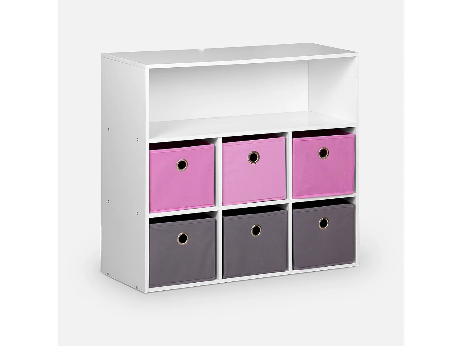 Mueble infantil con 6 cestas rosa