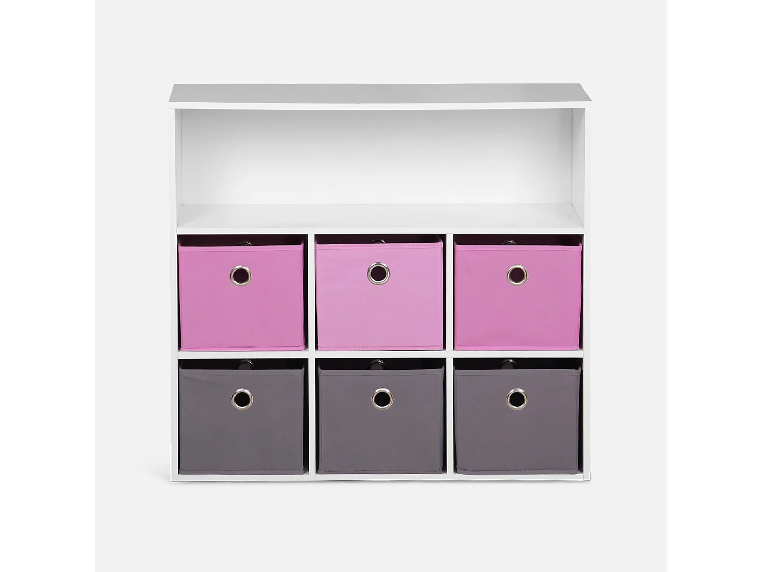 Mueble infantil con 6 cestas rosa