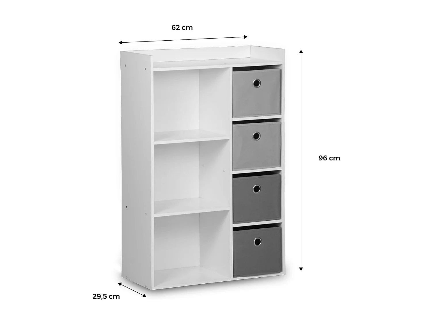 Mueble de almacenamiento para niños 4 cestas rosa