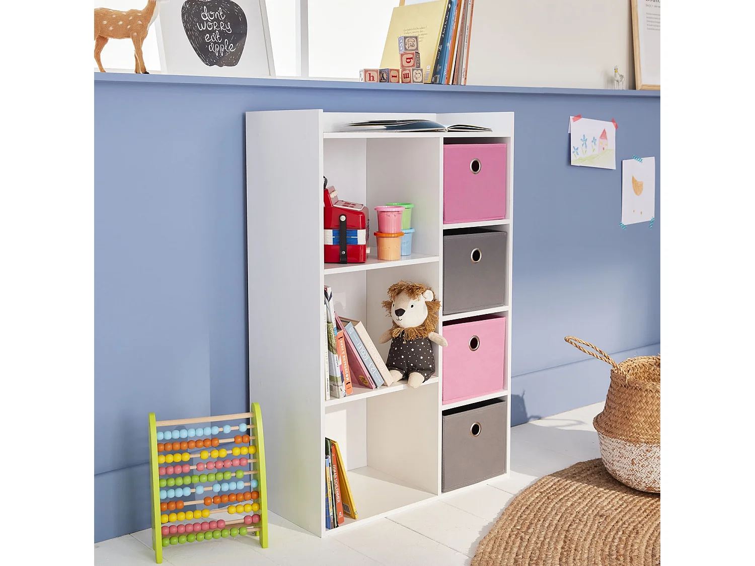 Contenitore per bambini con 4 cestini, rosa