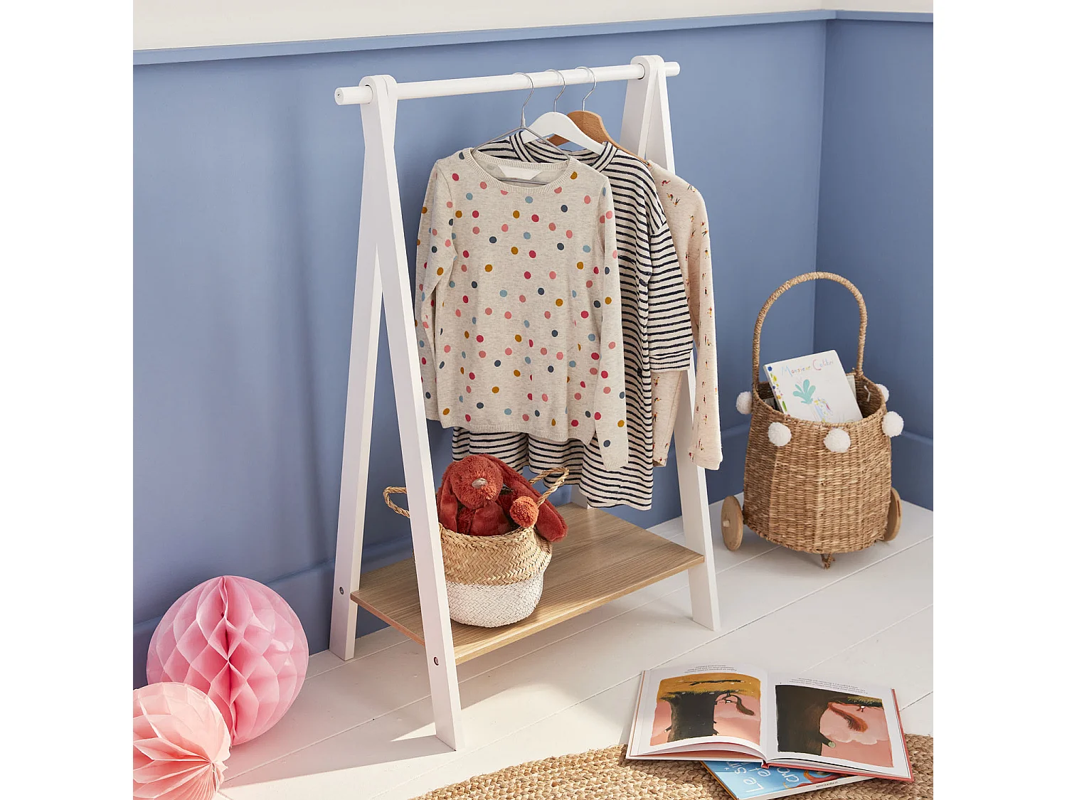 Armario infantil de madera maciza blanco