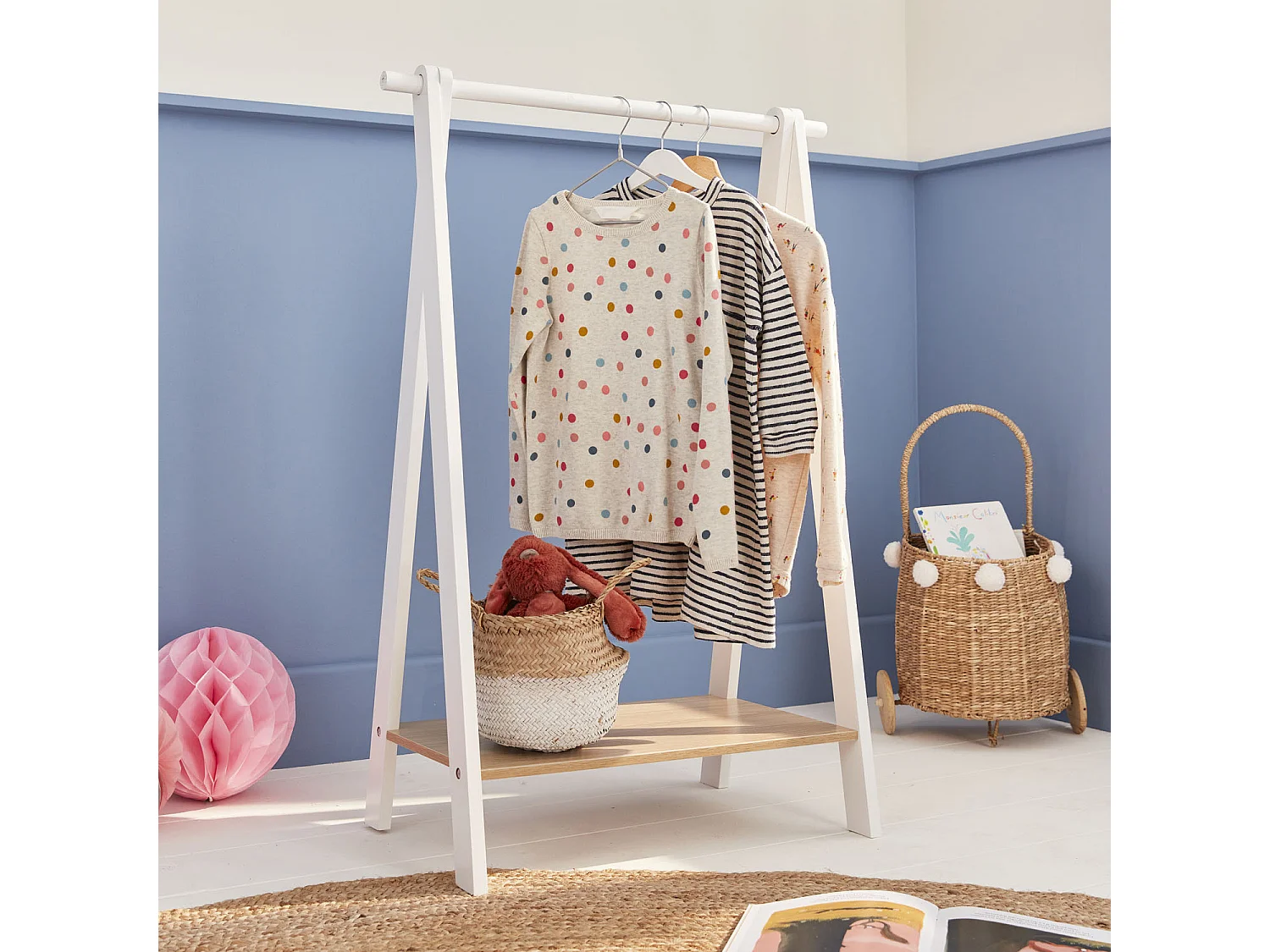 Armario infantil de madera maciza blanco