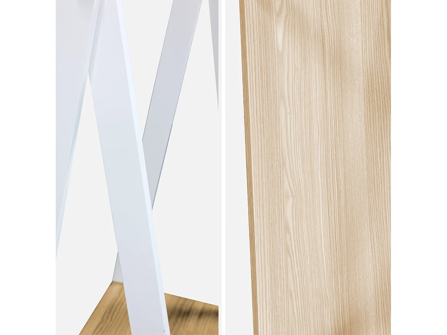 Penderie enfant en bois massif en pin naturel blanc - Tobias - 70X100CM. étagère basse. portant style scandinave. 4 pieds. 4.3kg