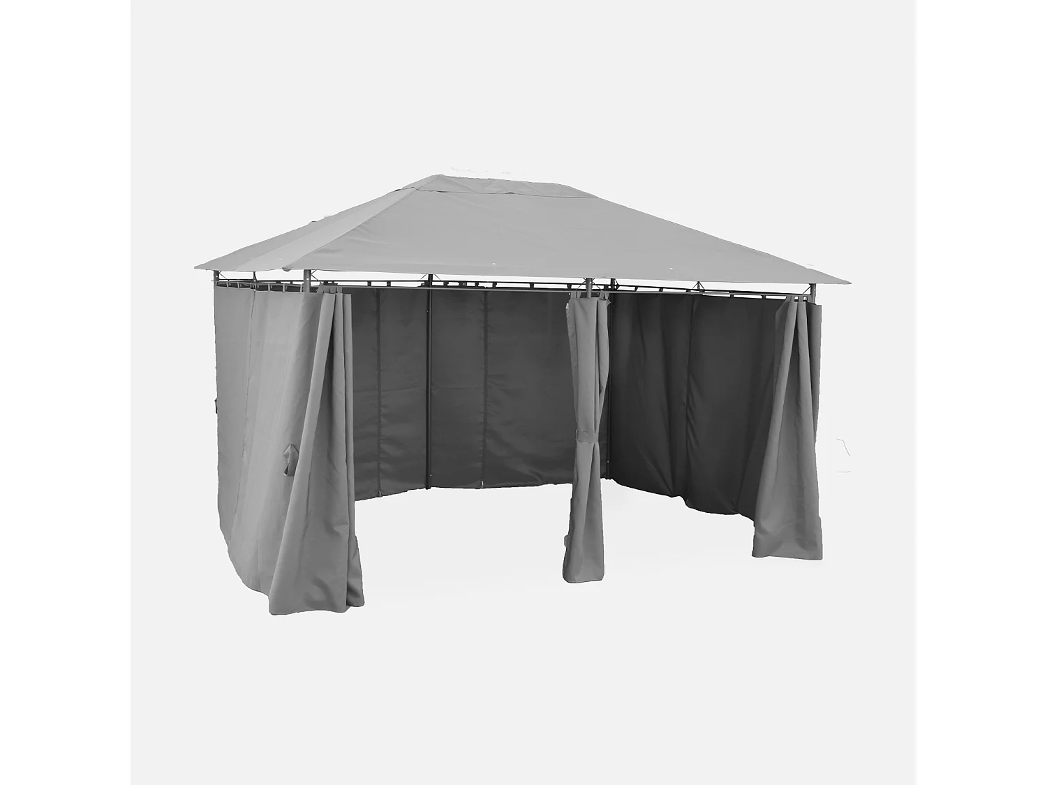 Gazebo da giardino 3x4m struttura in alluminio con tende scorrevoli,