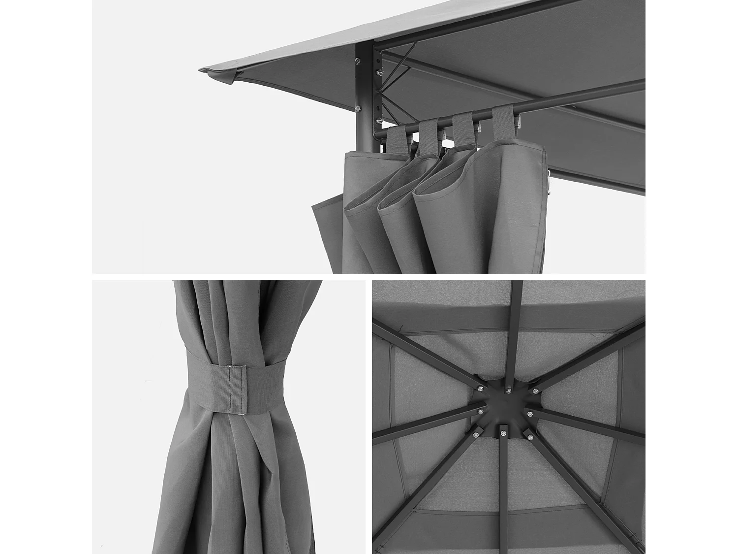 Gazebo da giardino 3x4m struttura in alluminio con tende scorrevoli,