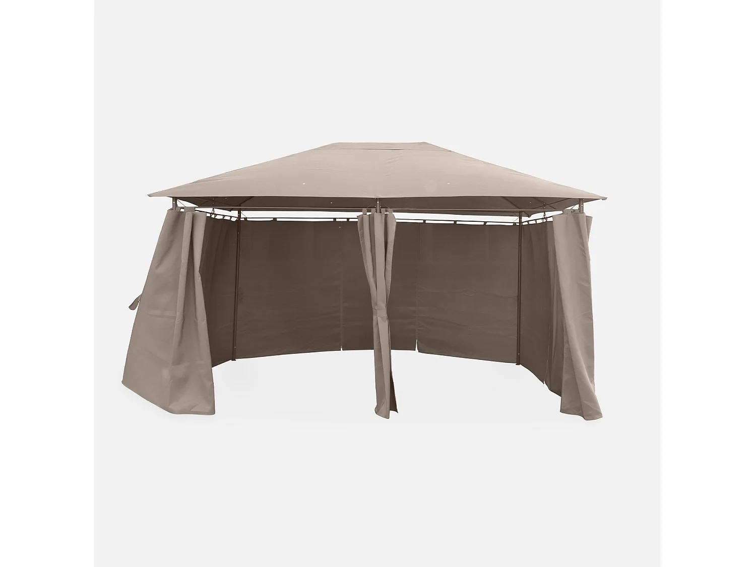 Gazebo de jardín 3x4m con cortinas  pardo