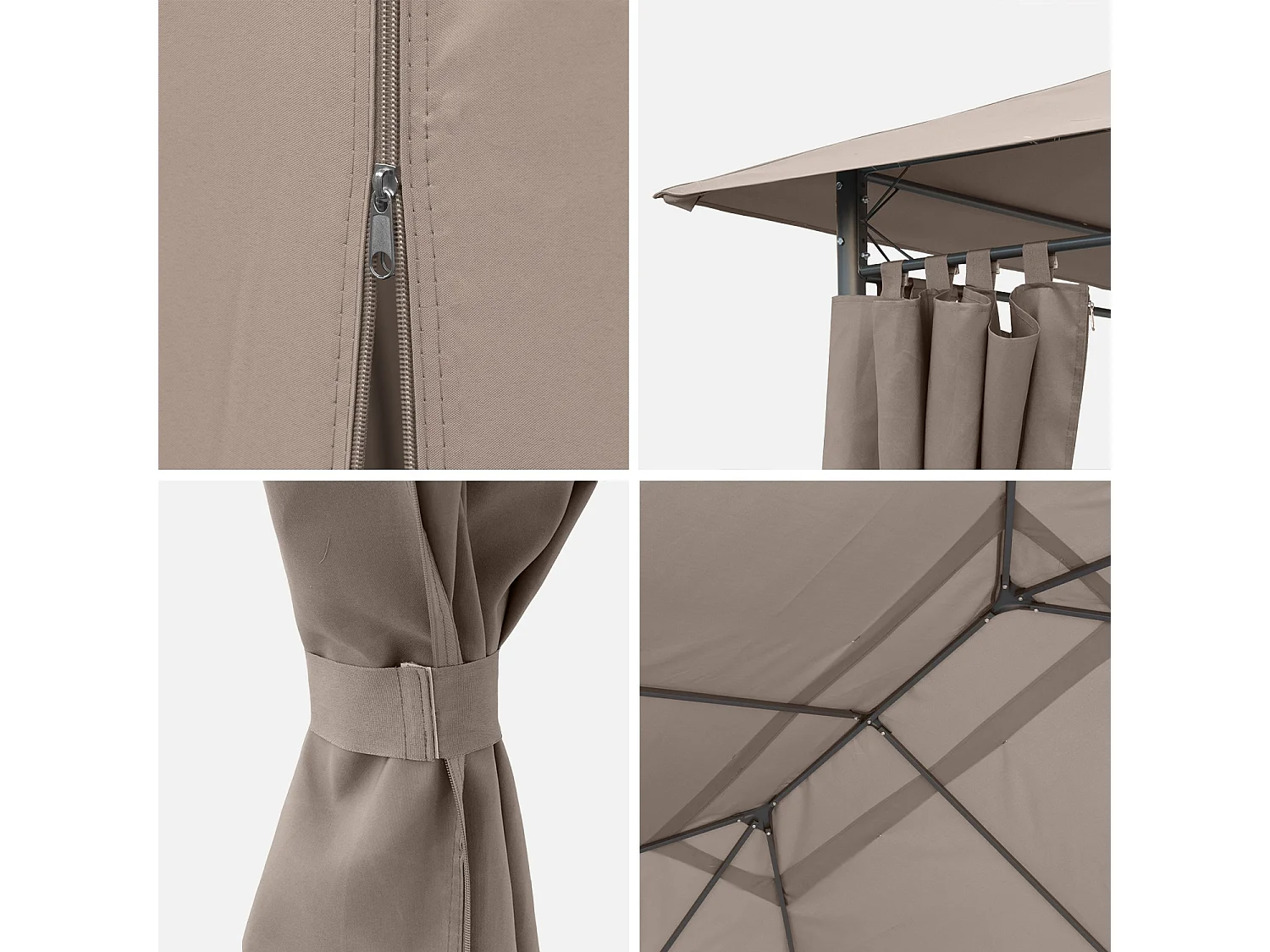 Gazebo de jardín 3x4m con cortinas  pardo