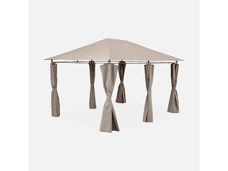 Pérgola 3x4m con cortinas  pardo