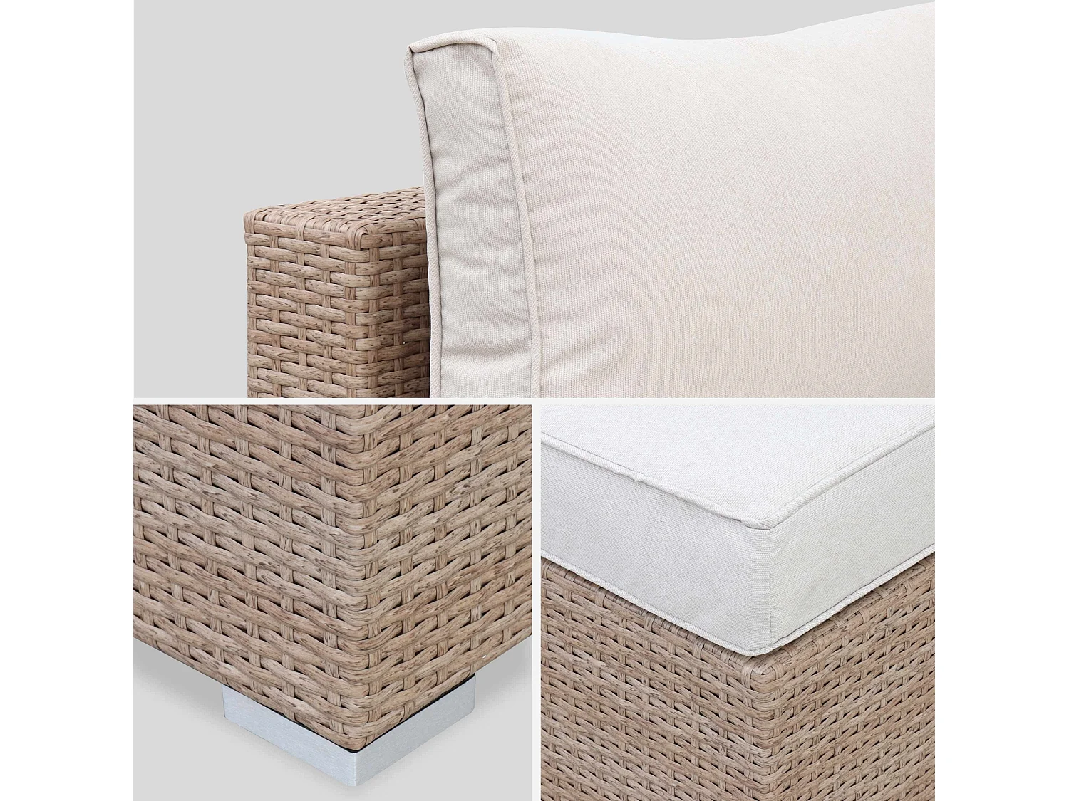 Conjunto de jardín de resina tejida, 5 plazas beige