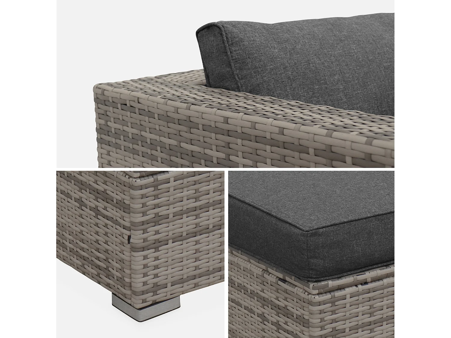 Conjunto de muebles de jardín de 5 plazas varios tonos de grises