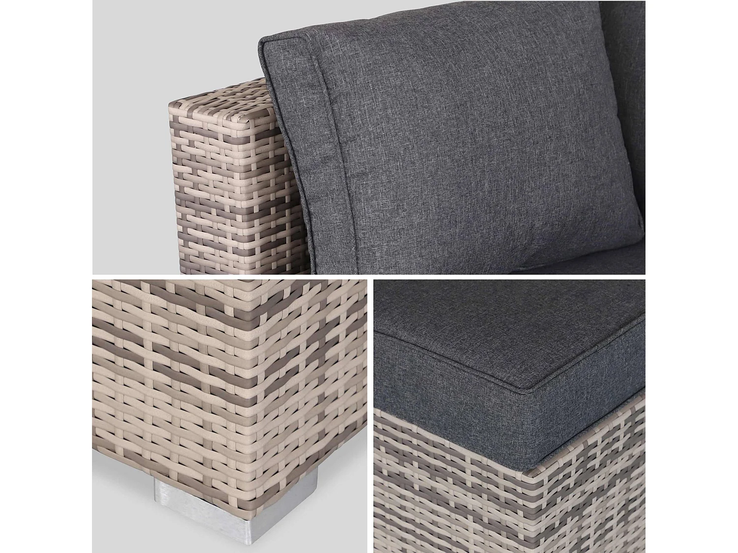 Conjunto de muebles de jardín de 5 plazas varios tonos de grises