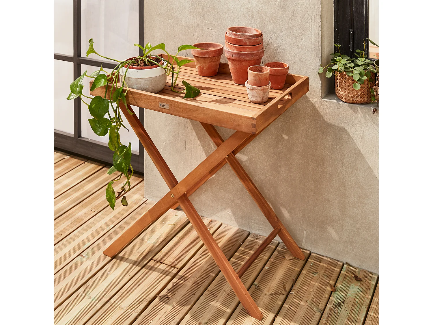 Mesa auxilar de jardín de madera madera