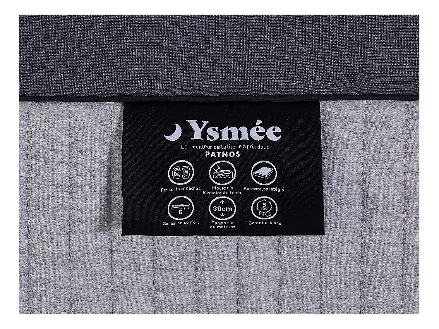 Matelas 140 x 190 cm hybride ressorts ensachés 5 zones et mousse à mémoire de forme ép.30cm - PATNOS de YSMÉE