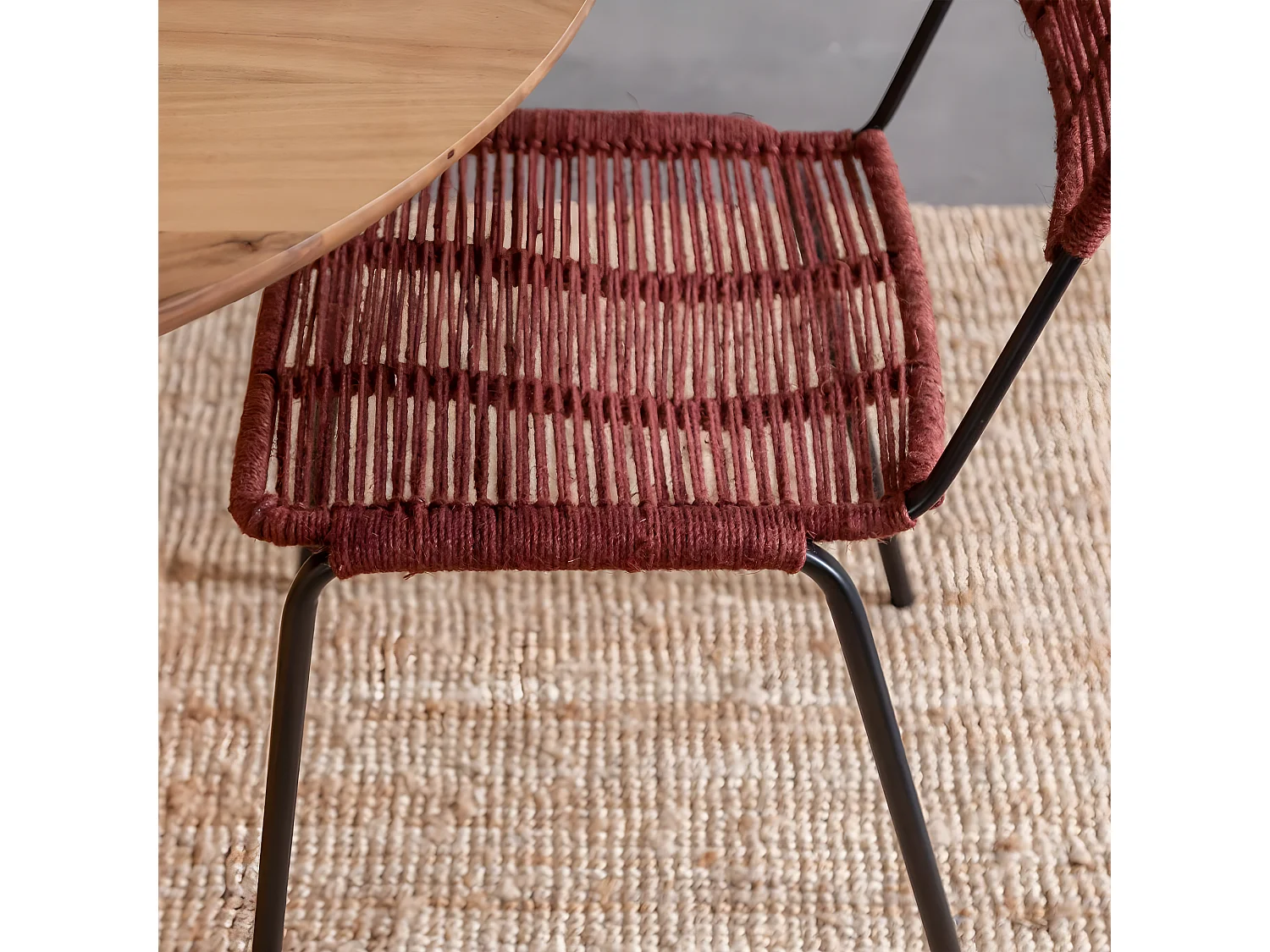 Chaise en métal et corde rouge Emilia (lot de 2)