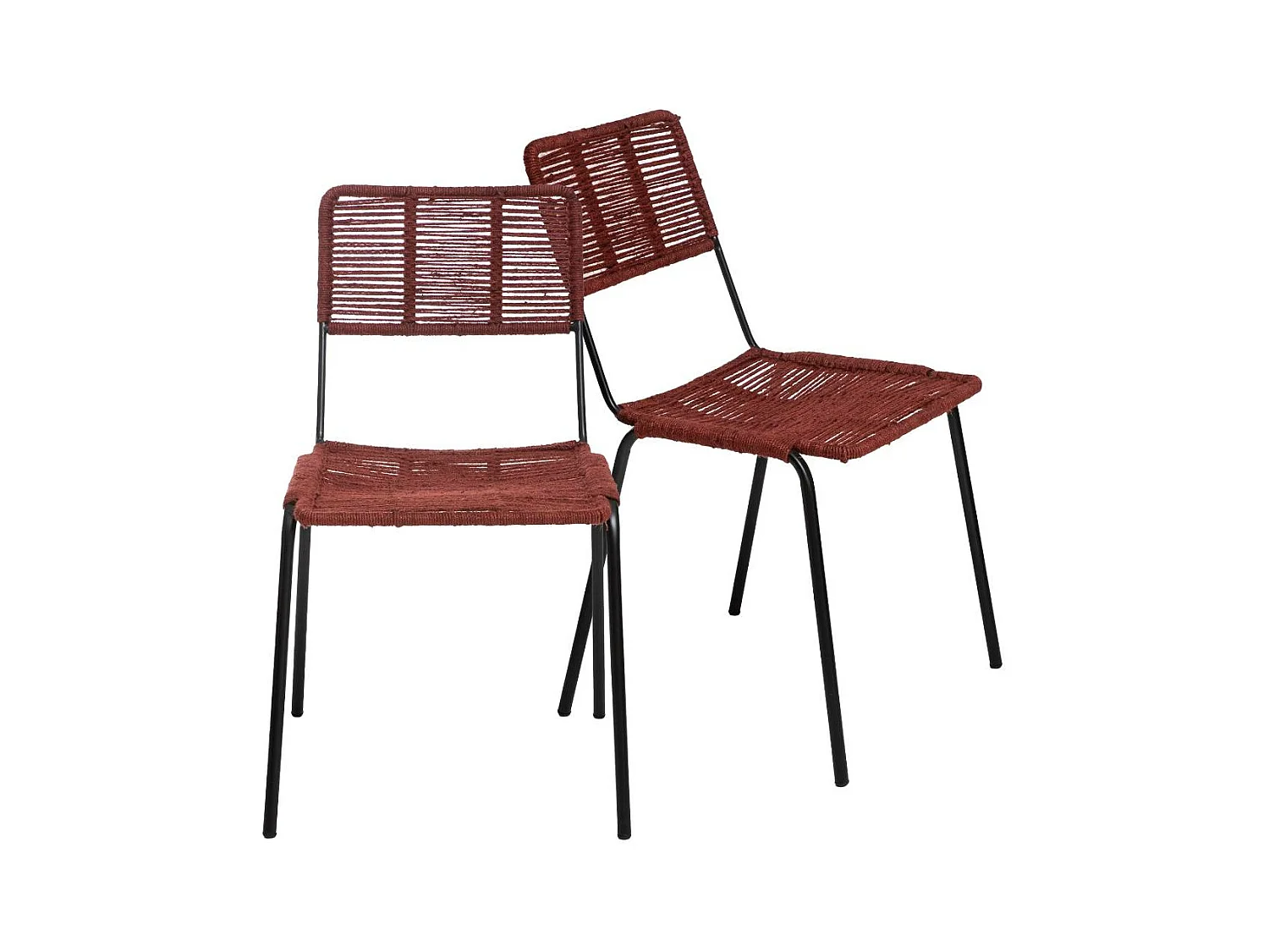 Chaise en métal et corde rouge Emilia (lot de 2)