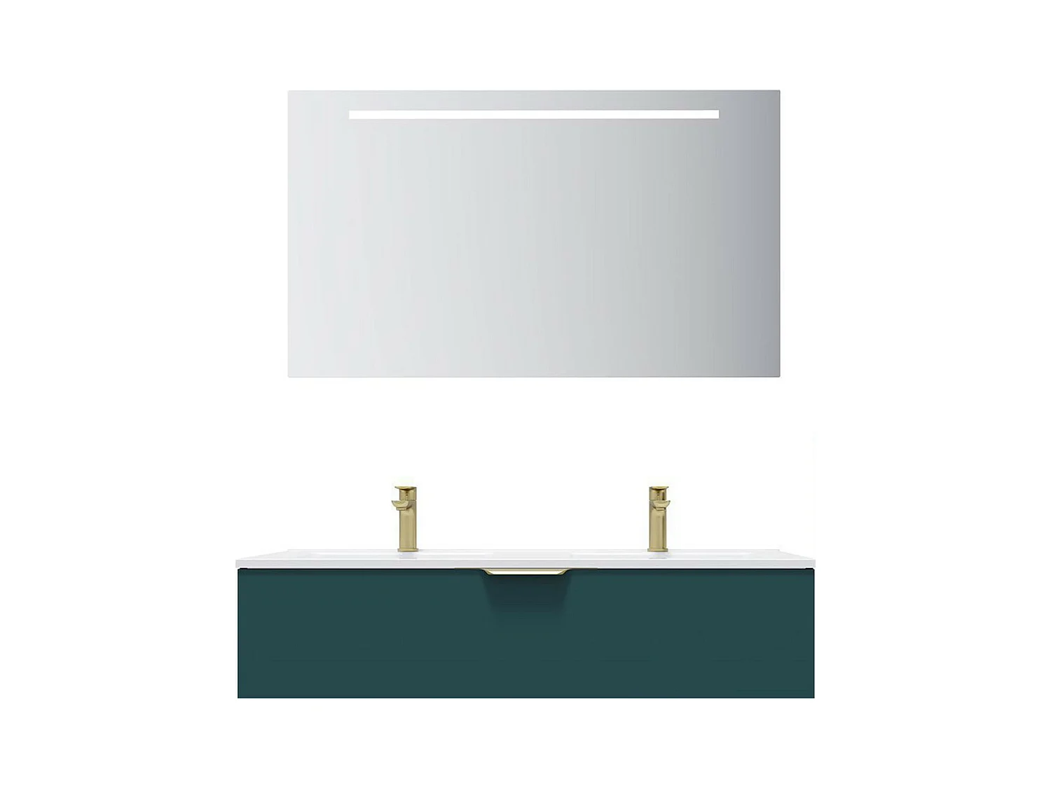 Meuble de salle de bain suspendu double vasque intégrée 120cm 1 tiroir Bleu + miroir - Venice